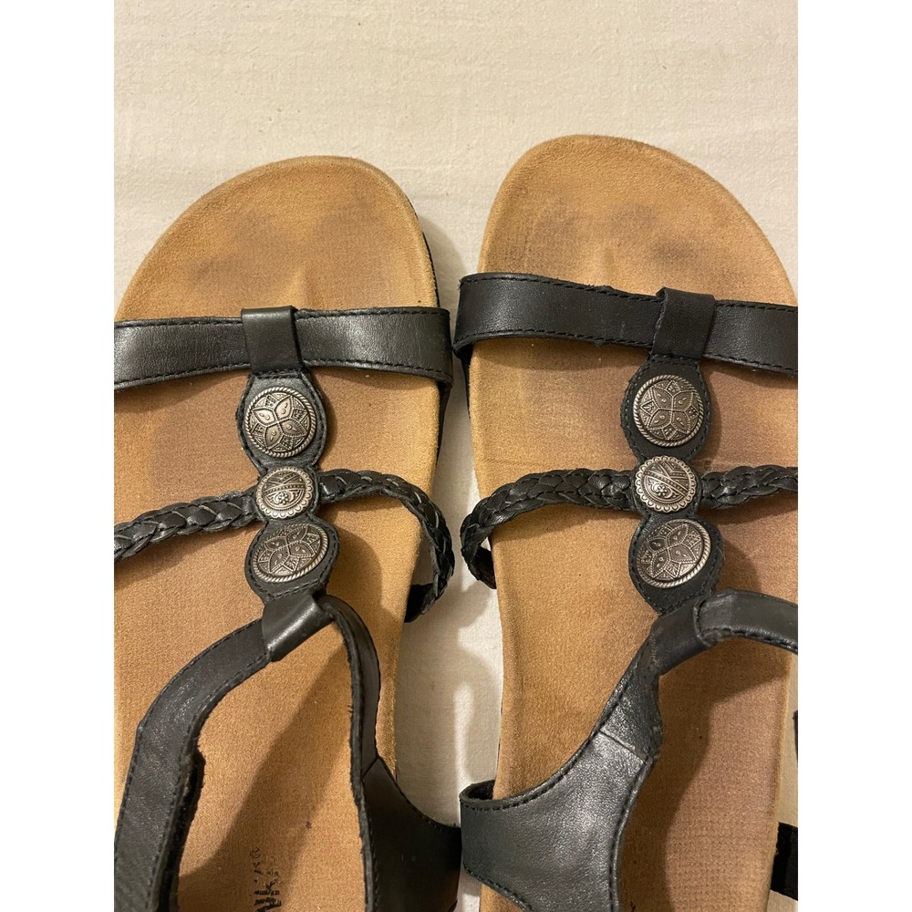 Minnetonka Black Leather Sandals Women's Size 10 Strappy  Style Outdoors‎ - Picture 6 of 7